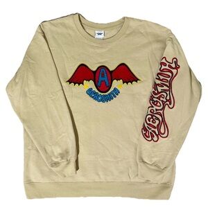 Aerosmith Summer 1975 TOUR Sweatshirt Sz XL TAN Front Back Embroidered Logo NEW